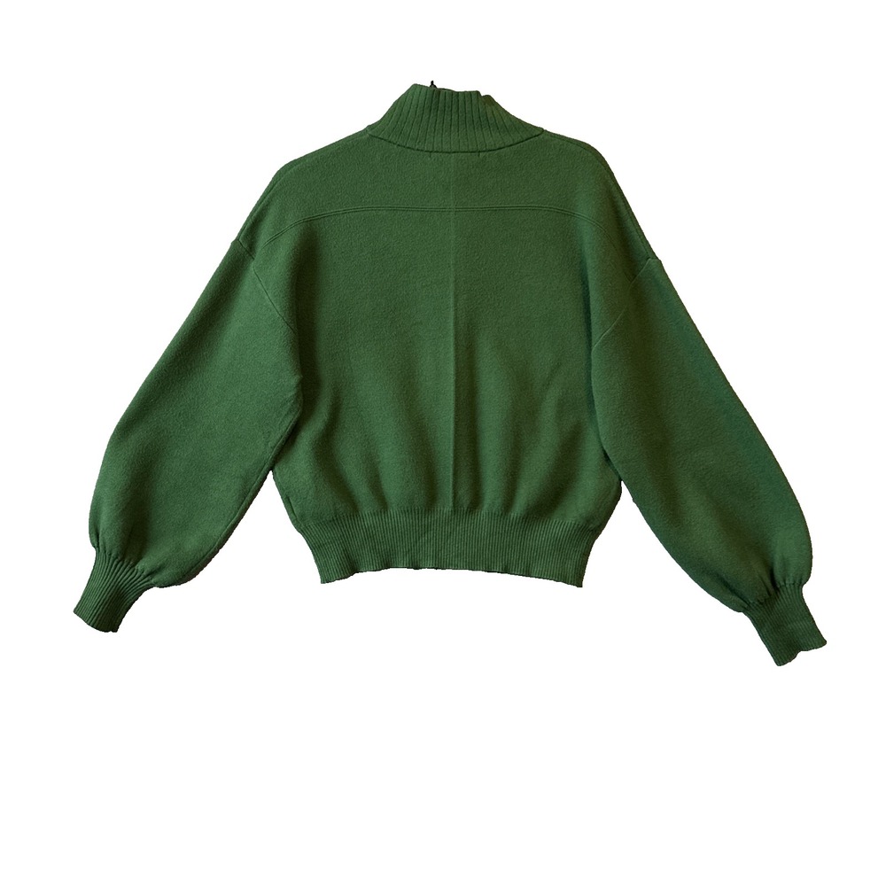 Tahari Kelly Green Cardigan Sweater Jacket Utility Pocket Crop Boxy M Slouchy - Picture 2 of 8